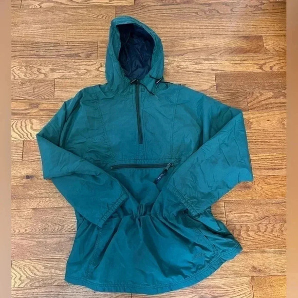 Vintage 90s LL BEAN Anorak Hoodie Half Zipper Jacket Mountain Green Colour Sz L - Picture 3 of 13